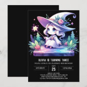 水彩おもしろいウィザード誕生日 招待状 (正面/裏面)