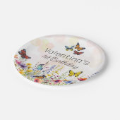 水彩おもしろいカラフルワイルドフラワー&蝶 ペーパープレート (アングル)