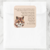 水彩おもしろいキツネ動物セントフランシス祈りの言葉 スクエアシール (バッグ)