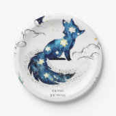 水彩おもしろいキツネ誕生日 ペーパープレート (正面)