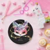 水彩おもしろいキツネ誕生日 ペーパープレート (パーティー)