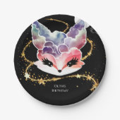 水彩おもしろいキツネ誕生日 ペーパープレート (正面)