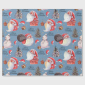 水彩おもしろいサンタクロースクリスマス ラッピングペーパー (フラット)