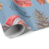 水彩おもしろいサンタクロースクリスマス ラッピングペーパー (ロールコーナー)