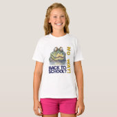 水彩おもしろいバックトゥスクールアリゲーター Tシャツ (正面フル)