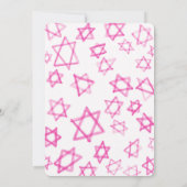 水彩おもしろいピンクスターのデイビッドバーバルミツワー 招待状 (裏面)