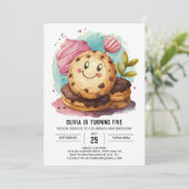 水彩おもしろいボホクッキー誕生日 招待状 (スタンド正面)