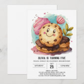 水彩おもしろいボホクッキー誕生日 招待状 (正面/裏面)