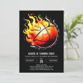 水彩おもしろいボーイバスケットボール誕生日 招待状 (スタンド正面)