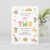 水彩おもしろいメキシカンフィエスタ2nd誕生日パーティー 招待状 (スタンド正面)