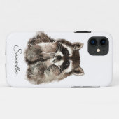 水彩おもしろいラクーン吹ズキス名前をカスタムする Case-Mate iPhoneケース (裏面(横))