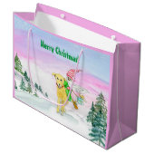 水彩おもしろいラブラドール及び格言クリスマス ラージペーパーバッグ (正面アングル)