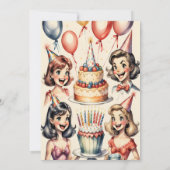 水彩おもしろい漫画誕生日シーン 招待状 (裏面)