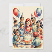 水彩おもしろい漫画誕生日シーン 招待状 (裏面)