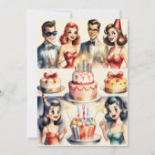 水彩おもしろい漫画誕生日シーン 招待状 (裏面)