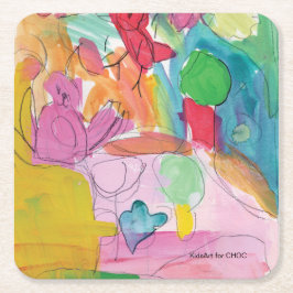 水彩おもしろい- KidsArt for CHOC スクエアペーパーコースター