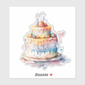 水彩お洒落お誕生日ケーキ シール (シート)