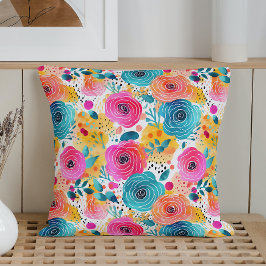 水彩お洒落バラ クッション