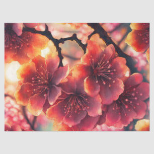 水彩お洒落ピンクさくらんぼ花 薄葉紙