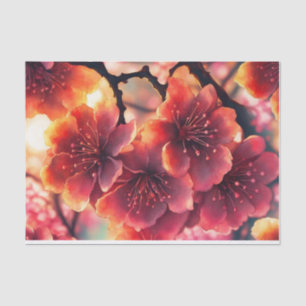 水彩お洒落ピンクさくらんぼ花 薄葉紙