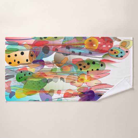 水彩お洒落フローラアートシャワーカーテン バスタオル (バスタオル)