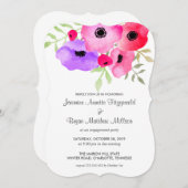 水彩お洒落フローラ婚約パーティ 招待状 (正面/裏面)