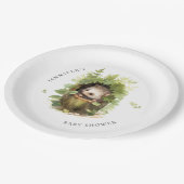 水彩お洒落ベビーハリネズミ赤ちゃんシャワー ペーパープレート (アングル)