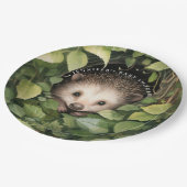 水彩お洒落ベビーハリネズミ赤ちゃんシャワー ペーパープレート (アングル)