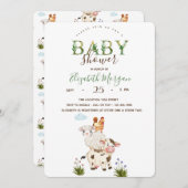 水彩お洒落動物赤ちゃんシャワー 招待状 (正面/裏面)