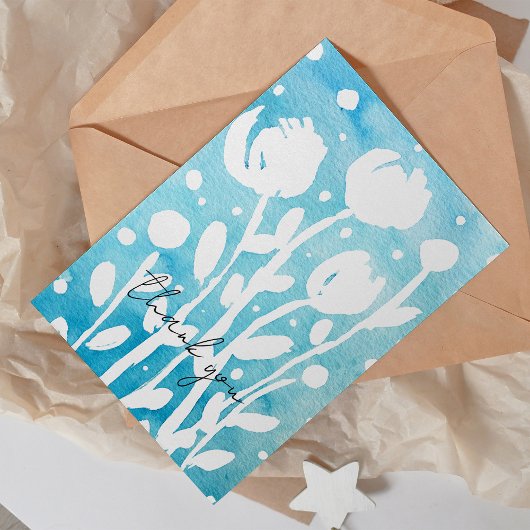 水彩お洒落花サンキューカード シーズンカード