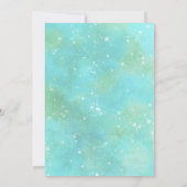 水彩お祝いの生活葬儀写真ブルー 招待状 (裏面)