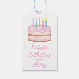 水彩お誕生日ケーキと紙吹雪 ギフトタグ