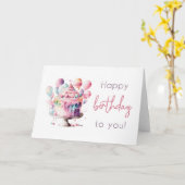 水彩お誕生日ケーキカード カード (黄色い花)