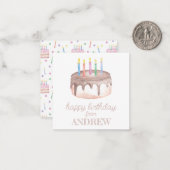 水彩お誕生日ケーキギフトエンクロージャ ノートカード (正面/裏面インサイチュ)