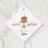 水彩お誕生日ケーキハッピーバースデーギフトラベル フェイバータグ (正面)