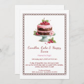 水彩お誕生日ケーキ招待状 – チョコレート 招待状 (正面/裏面)