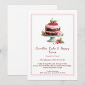 水彩お誕生日ケーキ招待状 – チョコレート 招待状 (正面/裏面)