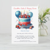 水彩お誕生日ケーキ招待状 – 甘い 招待状 (スタンド正面)