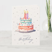 水彩お誕生日ケーキ カード (正面)