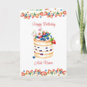 水彩お誕生日ケーキ パーソナライズされた カード (正面)