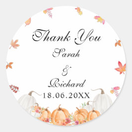 水彩かぼちゃありがとうクラシック丸ステッカー ラウンドシール