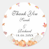 水彩かぼちゃありがとうクラシック丸ステッカー ラウンドシール (正面)