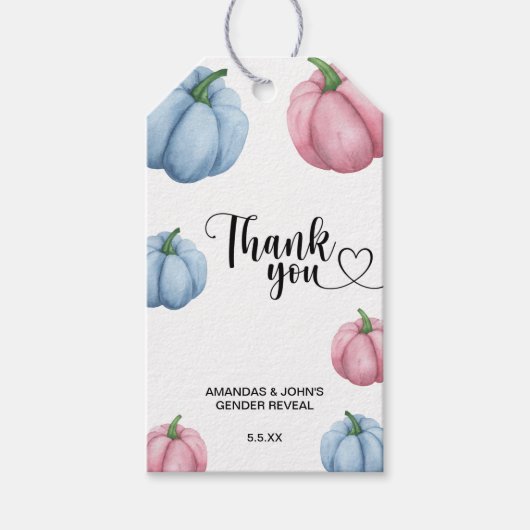 水彩かぼちゃありがとう性別を明かす ギフトタグ (正面)