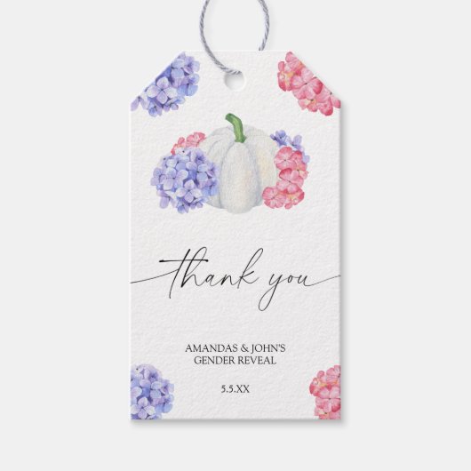 水彩かぼちゃありがとう性別を明かす ギフトタグ (正面)