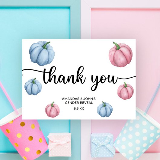 水彩かぼちゃありがとう性別を明かす サンキューカード