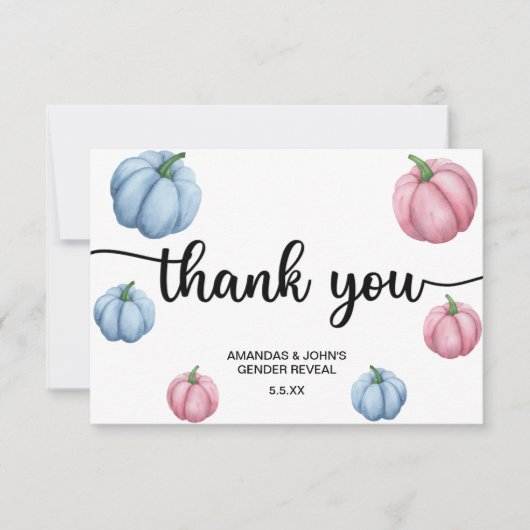 水彩かぼちゃありがとう性別を明かす サンキューカード (正面)