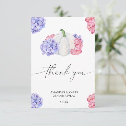 水彩かぼちゃありがとう性別を明かす サンキューカード (スタンド正面)