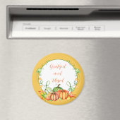 水彩かぼちゃとつる植物リースカスタム マグネット (インサイチュ (食洗機))