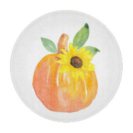 水彩かぼちゃとひまわり カッティングボード