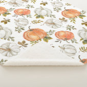 水彩かぼちゃと紅葉の紅葉 シェルパブランケット (3/4)